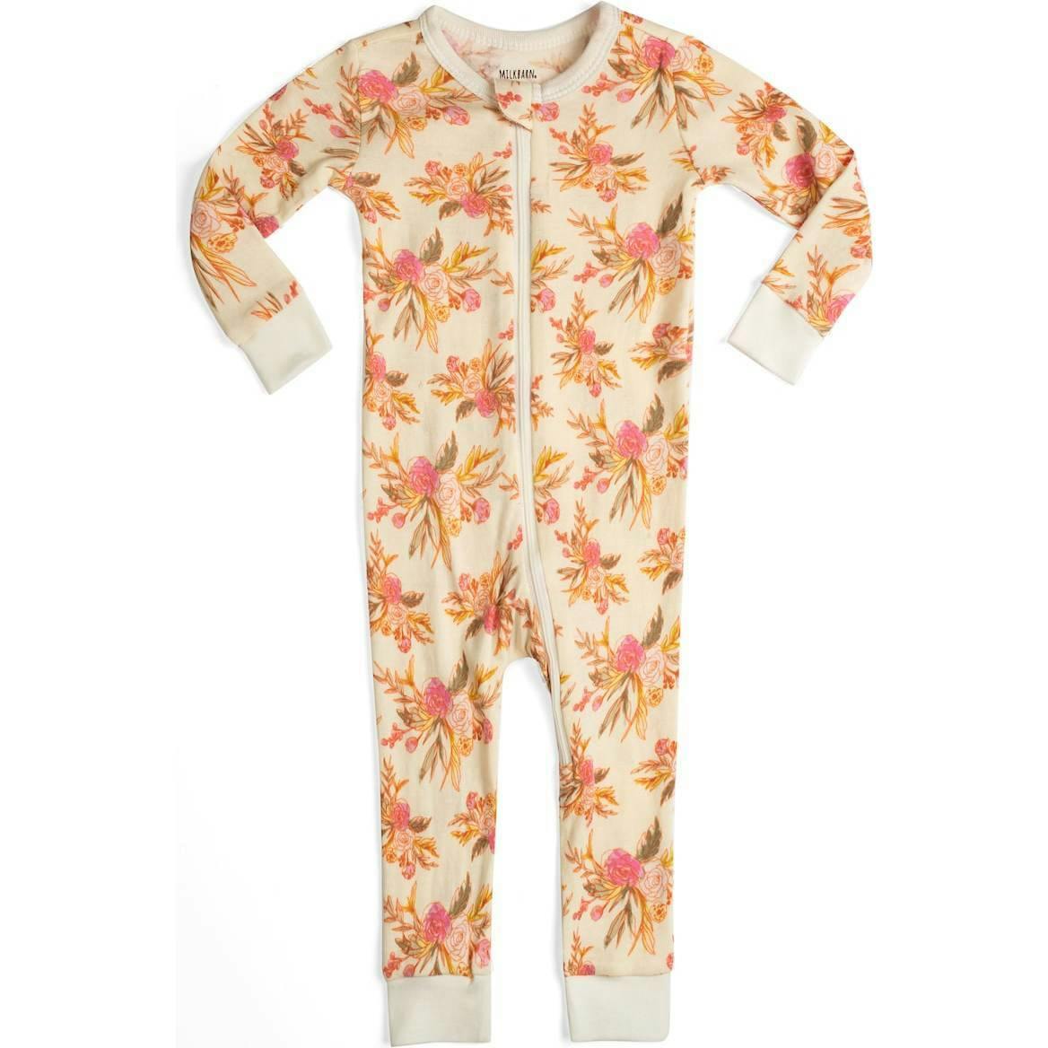Vintage Floral Organic Cotton Zipper Pajama