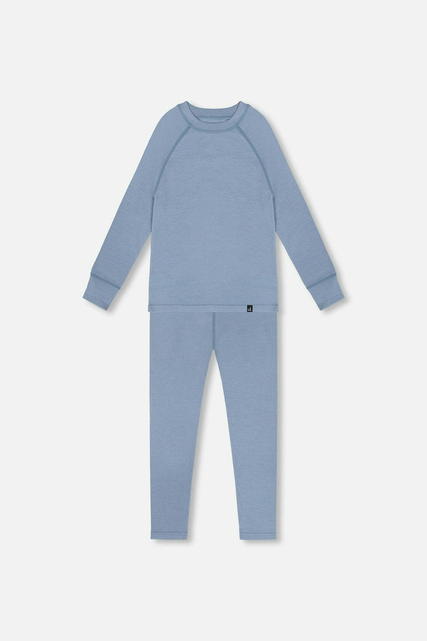 Merino Wool Base Layer Set Blue Gray
