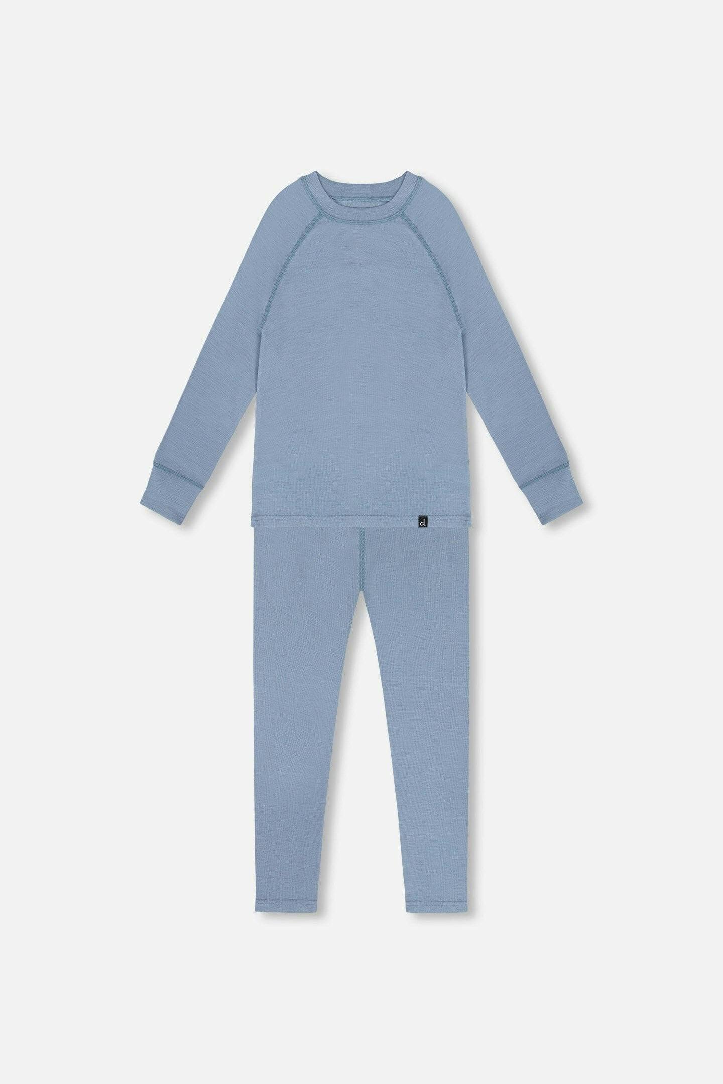 Merino Wool Base Layer Set Blue Gray