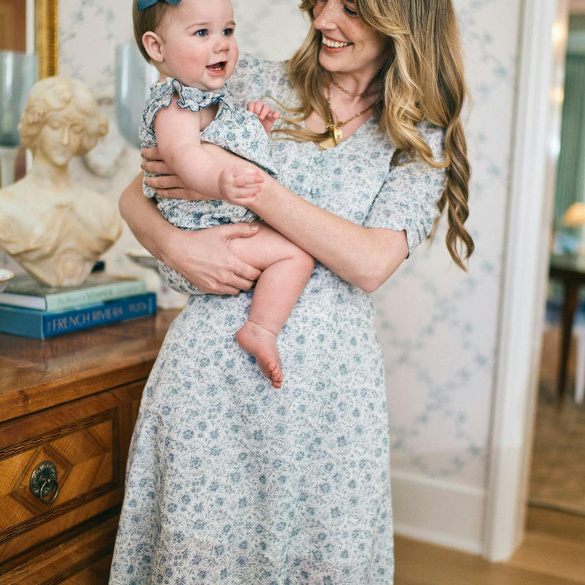 Elaine Dress in Floral Blues
