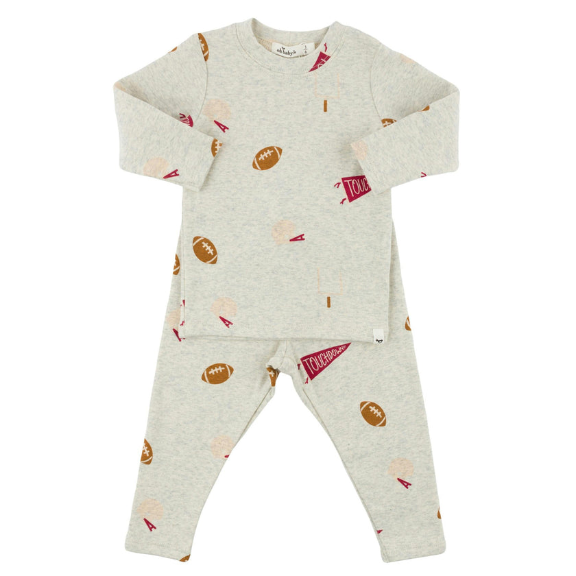 Football Print L/S 2pc Set