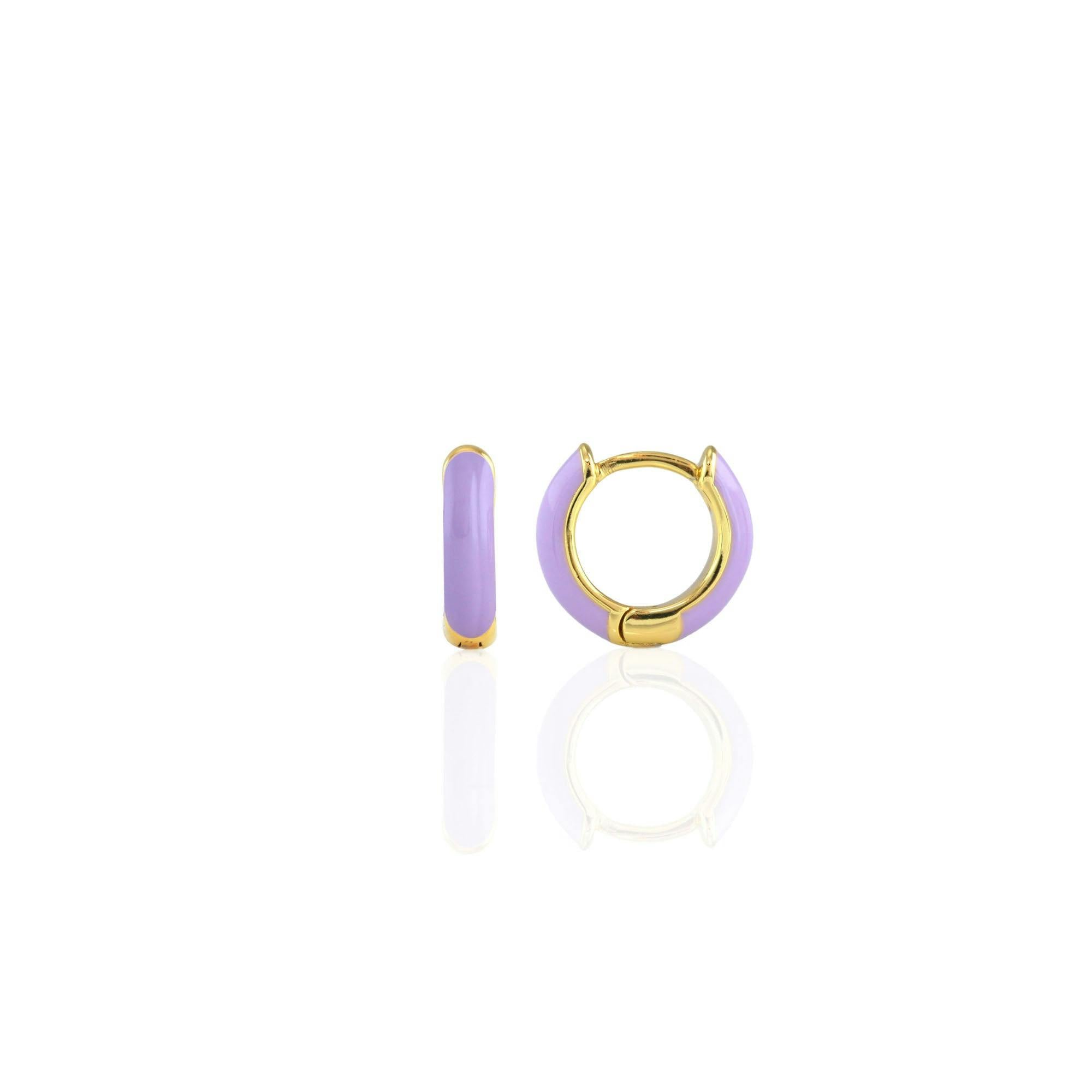 Enamel Huggie Hoop Earrings
