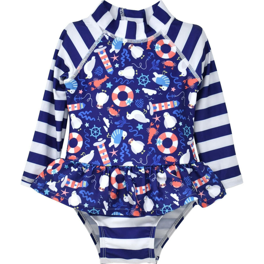 UPF 50+ Alissa Infant Ruffle Rash Guard Swimsuit