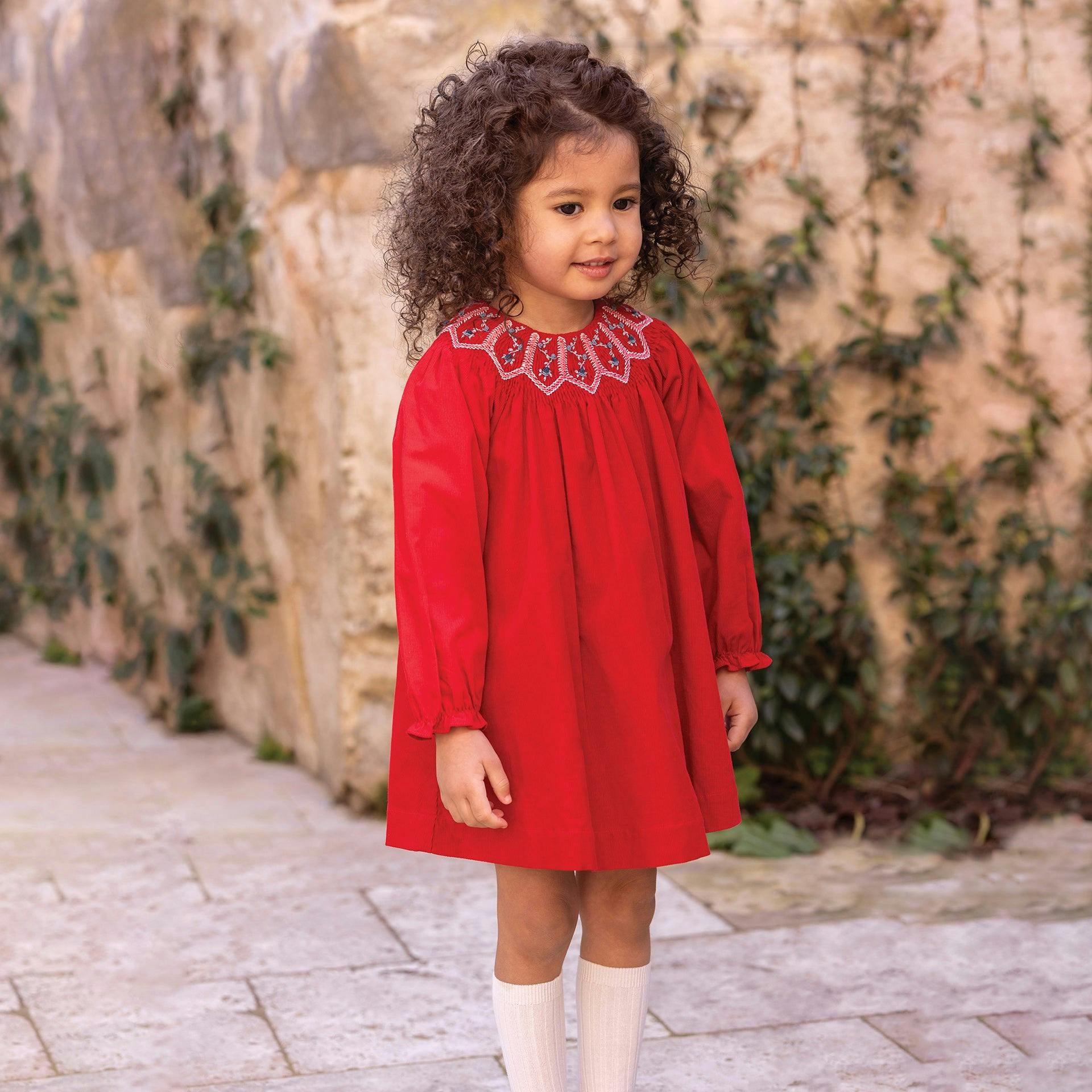 TARTINE ET CHOCOLAT Poinsettia Baby Dress - Cerise