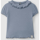 Cap Sleeve Ruffle Collar Top