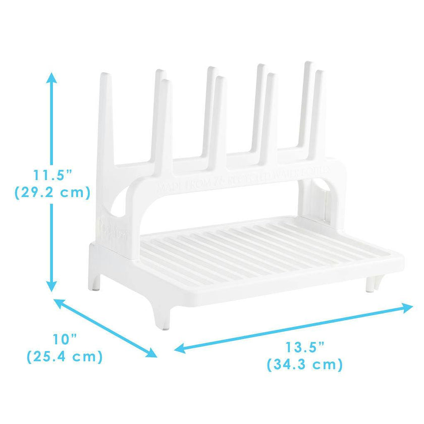 PopYum Glacier White Space Saving Drying Rack from 100% Recycled Bottles, countertop for Baby Bottles, Plastic Bags, Cups, Glass, tumblers, Compact