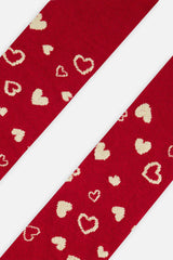 Knit Heart Tights Red