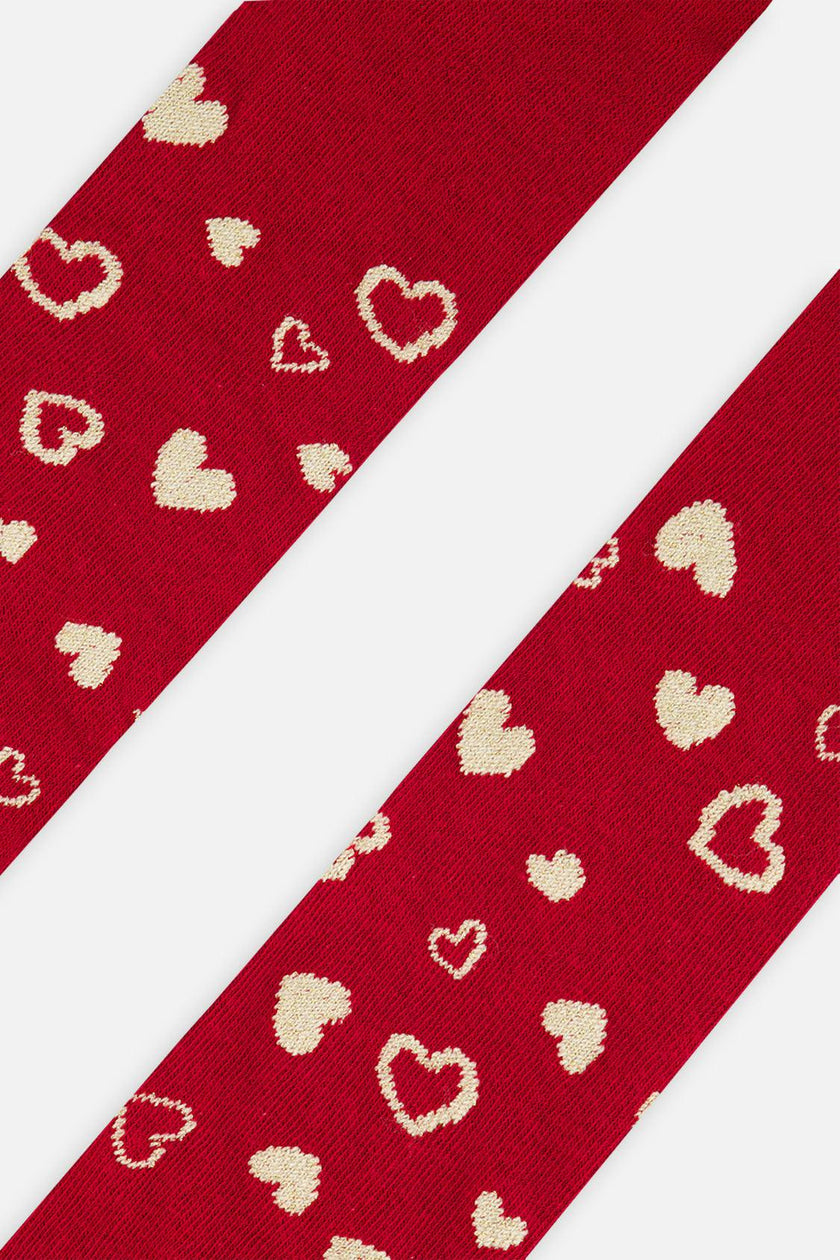 Baby Knit Heart Tights Red