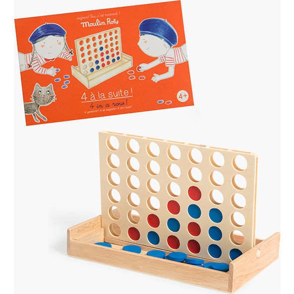 “4 in a Row” Wooden Board Game