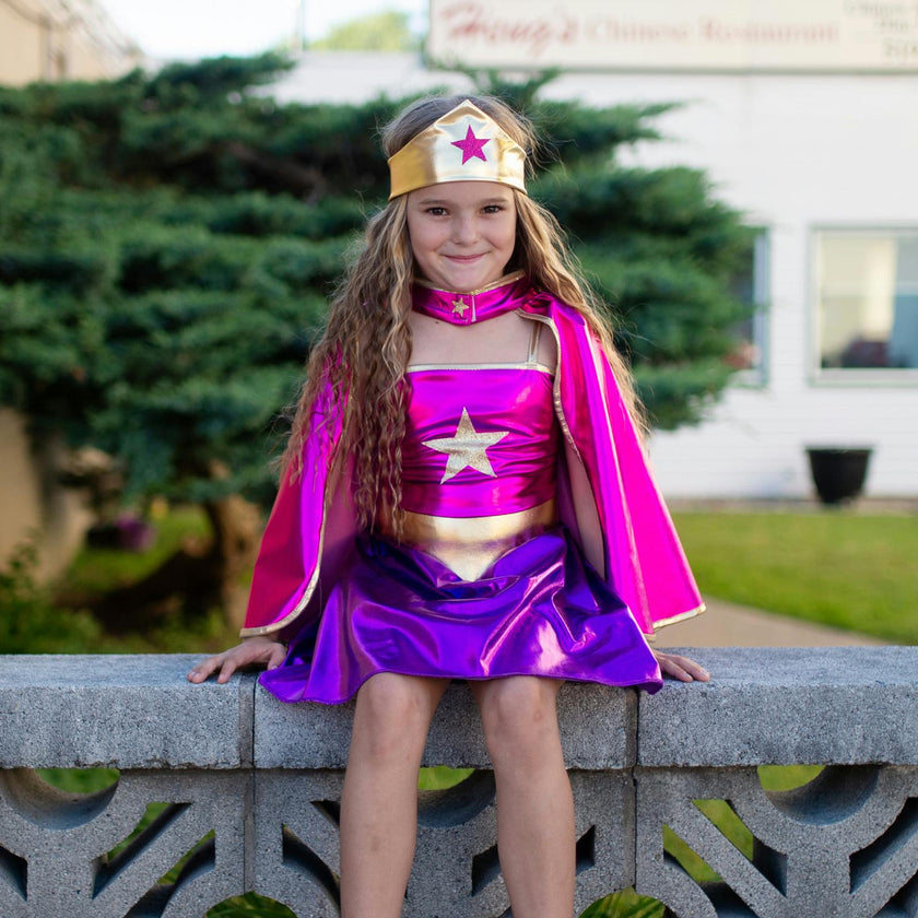 Superhero Star Dress, Cape & Headpiece