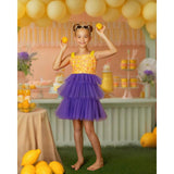 Citrus Bloom Purple Tulle Party Dress, Purple