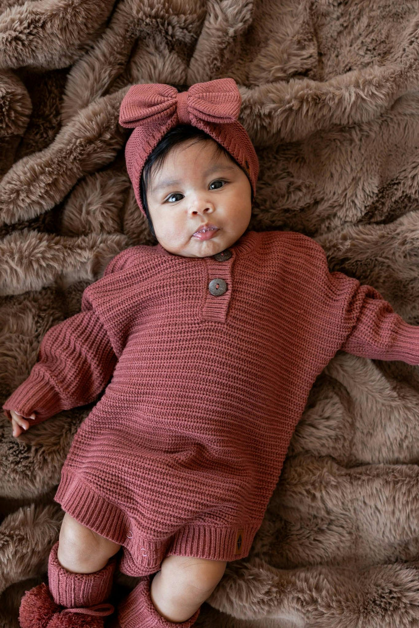Chunky Knit Romper in Ember