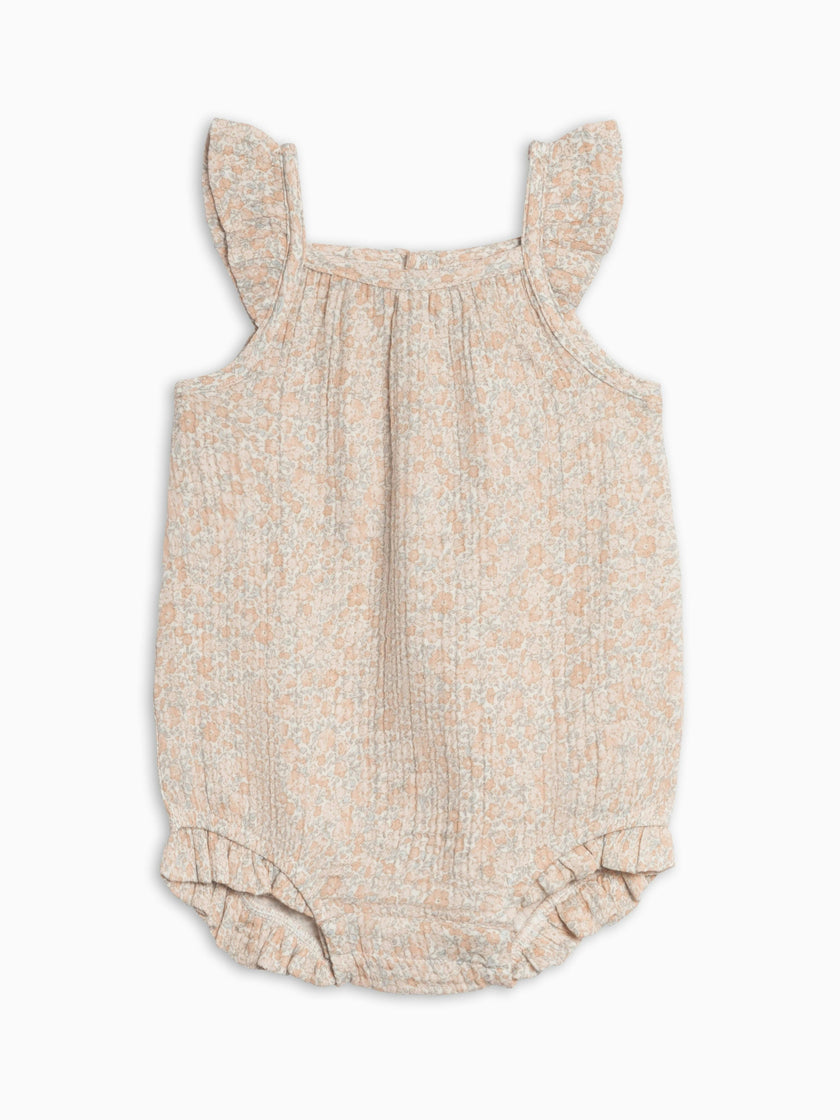 Sandra Muslin Tank Bubble Romper - Belmont Floral / Shell + Powder