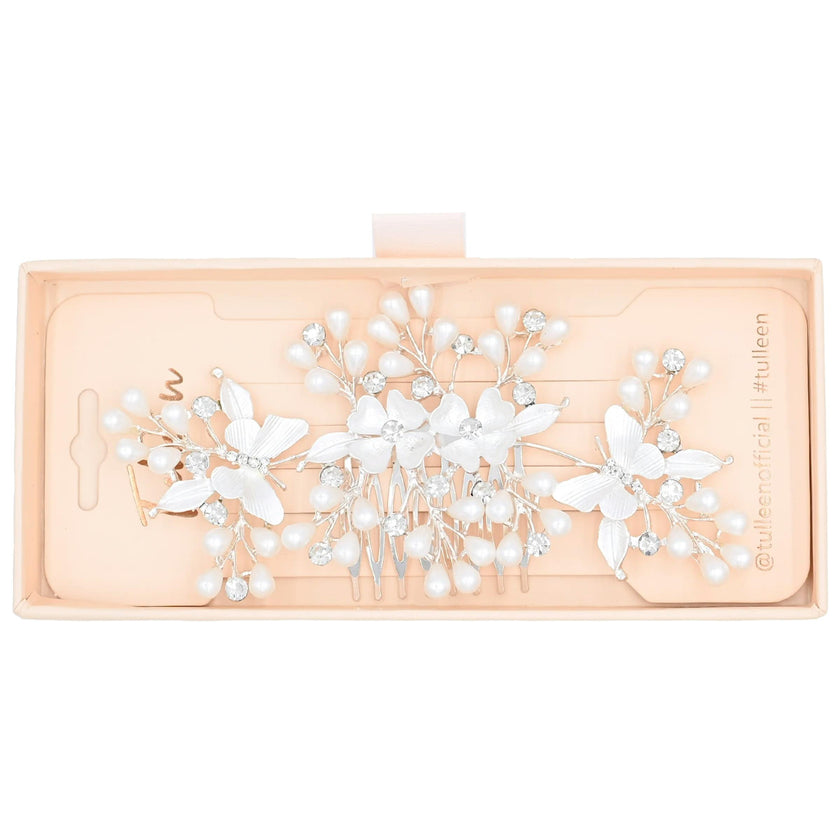 Crystal Olea Butterfly Floral Hair Comb