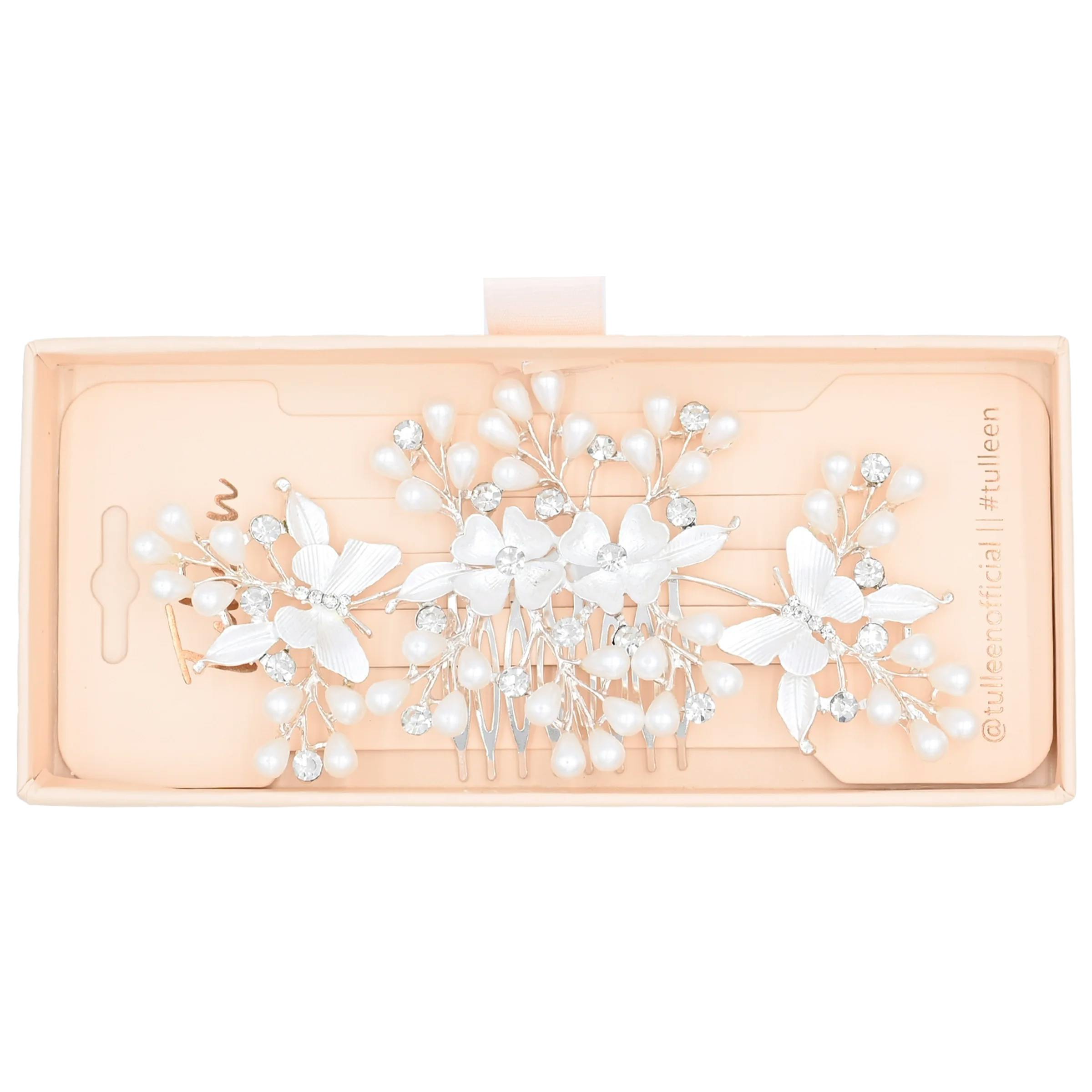 Crystal Olea Butterfly Floral Hair Comb
