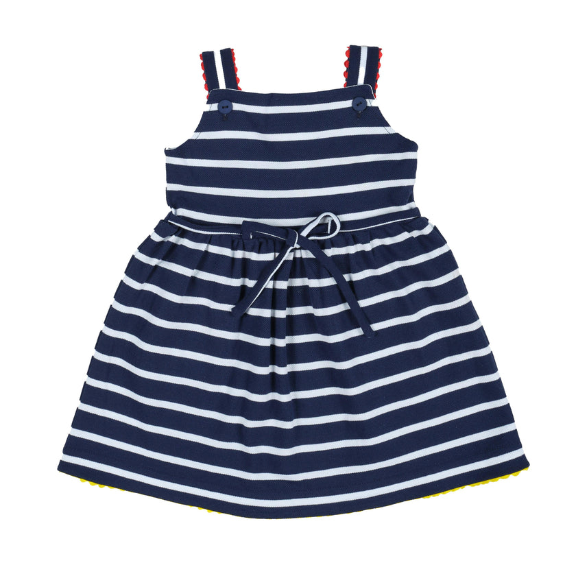 Stripe Knit Dress With Ric Rac And Flowers