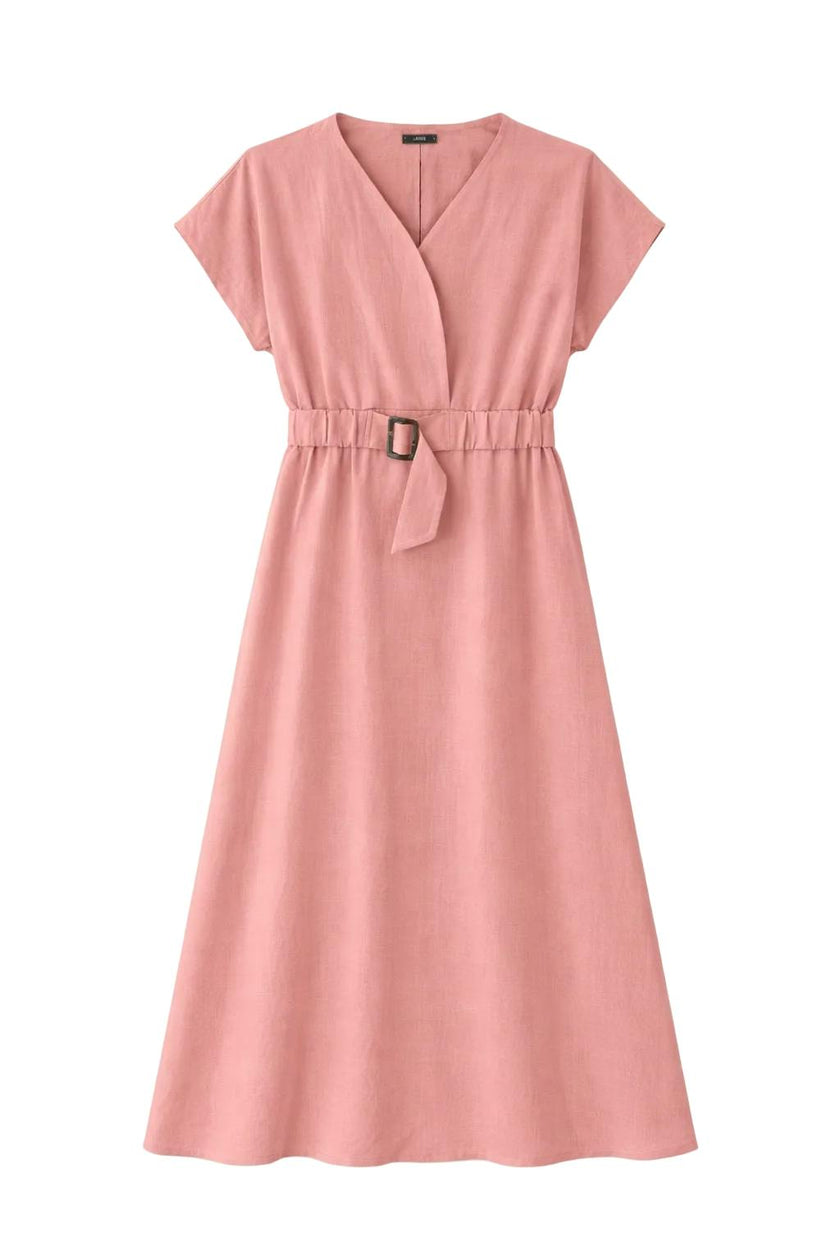 Short Sleeve Belted Midi Dress