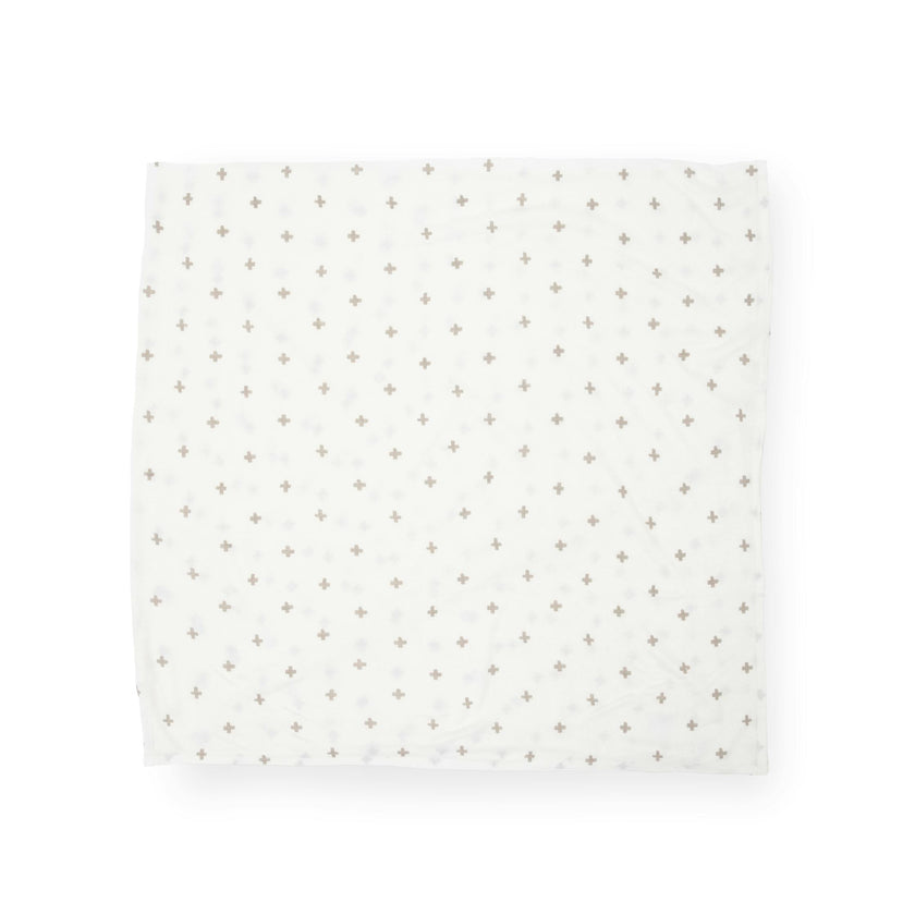 Stretch Knit Swaddle Blanket - Grey Cross