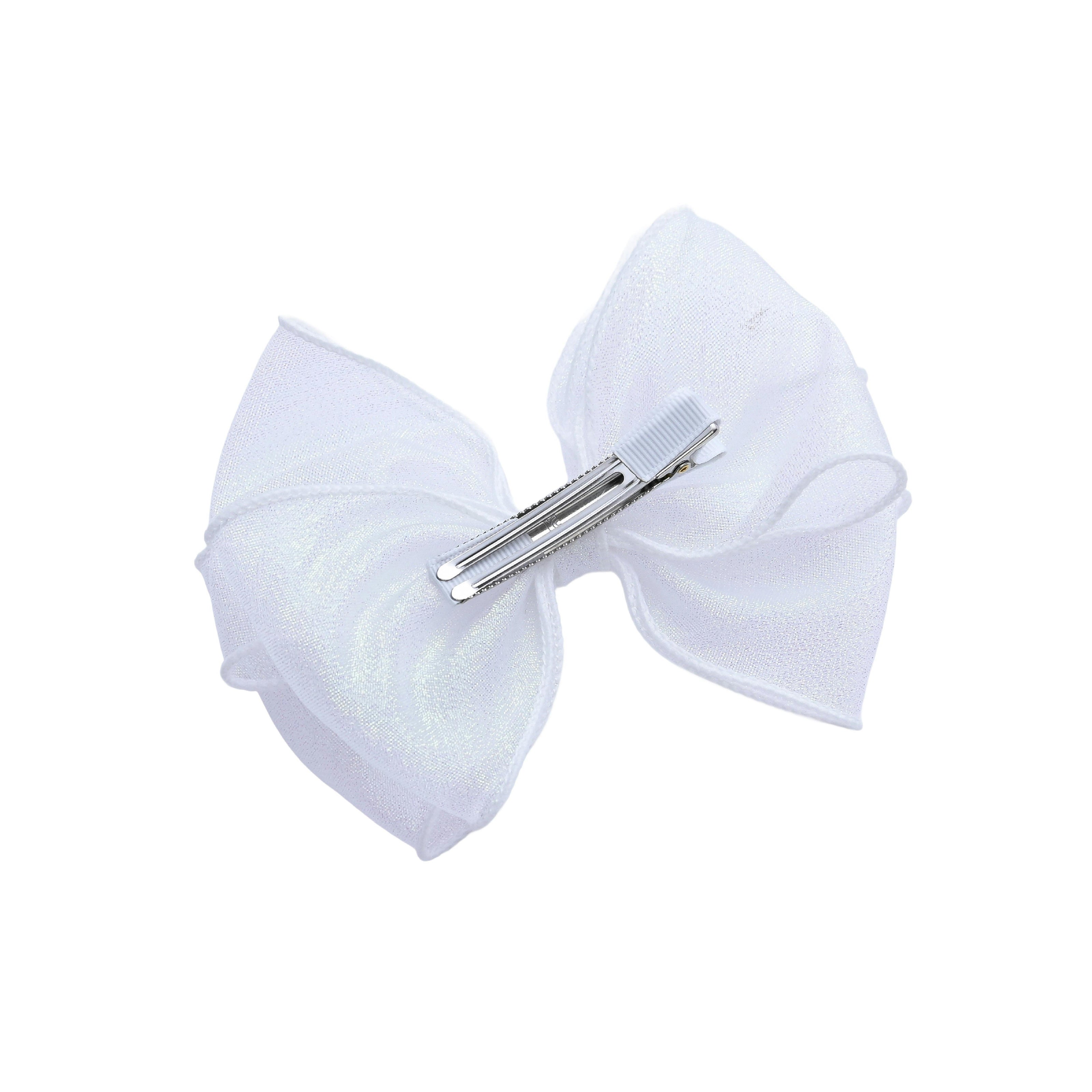 Sparkle White Bow Hair Clip Set