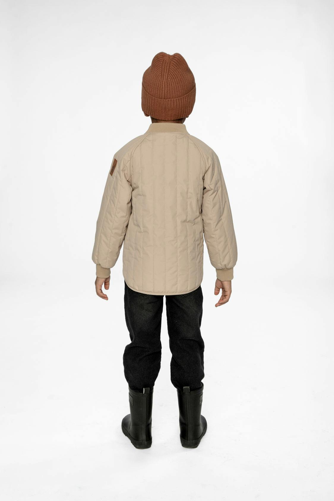 Quilted Raglan Sleeve Jacket Beige