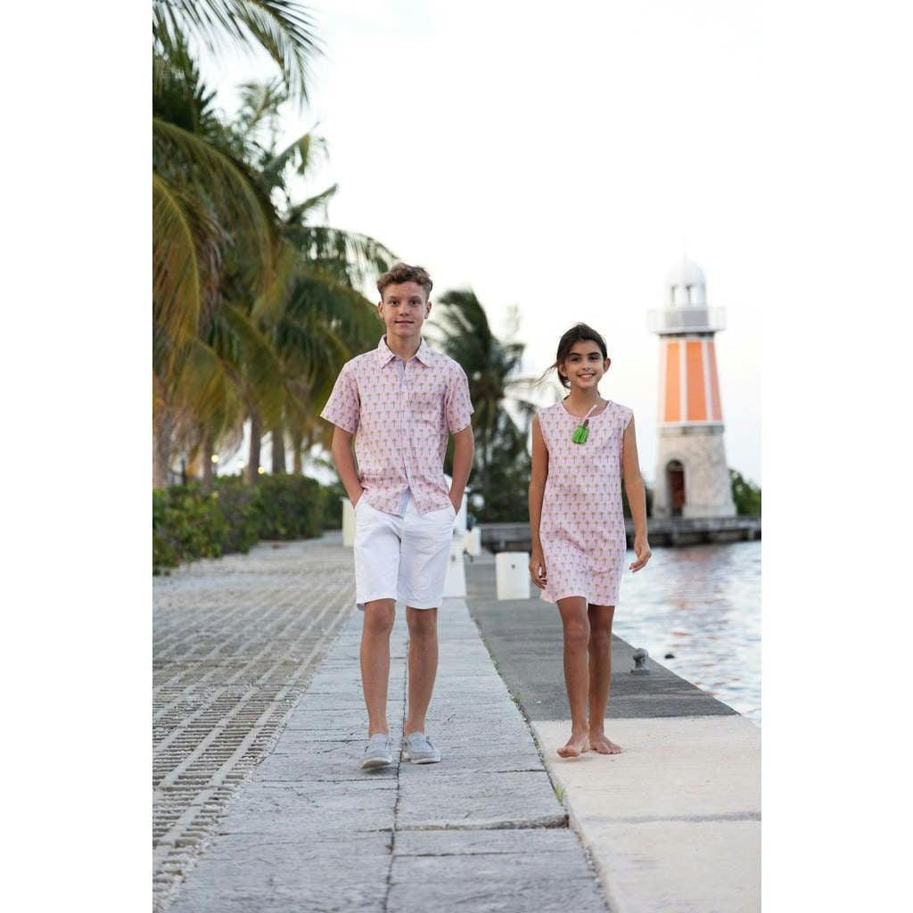 Pink Palms Shirt in Short Sleeves