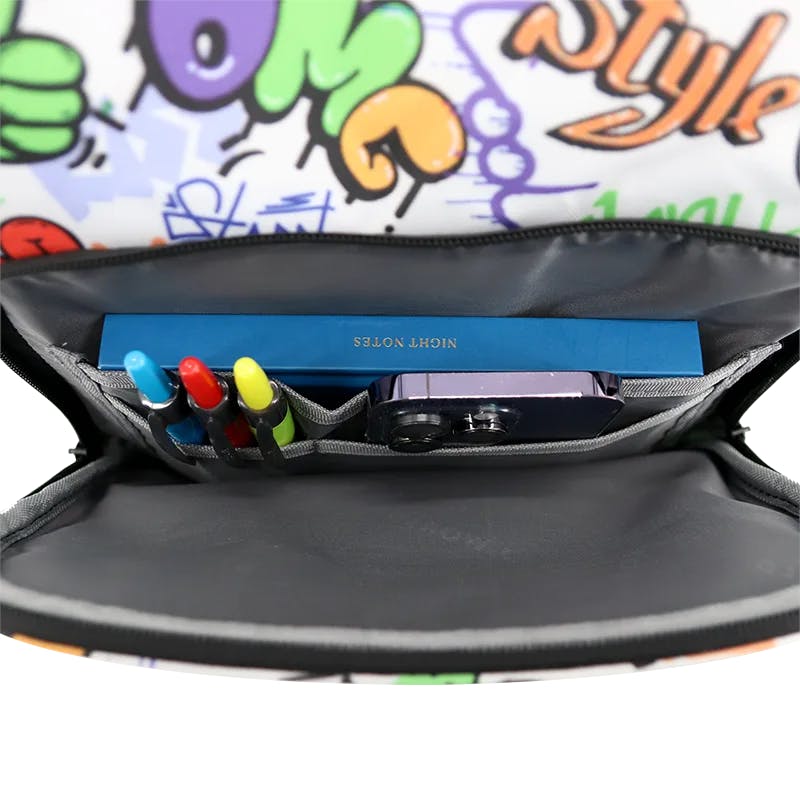 Junior Backpack with Lunch Box and 14oz Water Bottle For School in Street Art