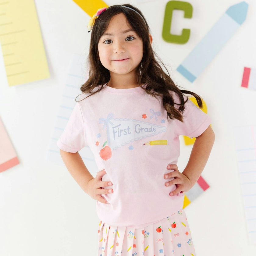 First Grade Bow Pennant Short Sleeve T-Shirt