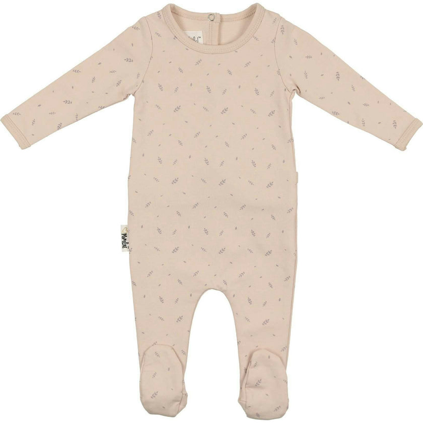 Elegant Leaves Footie and Beanie Set