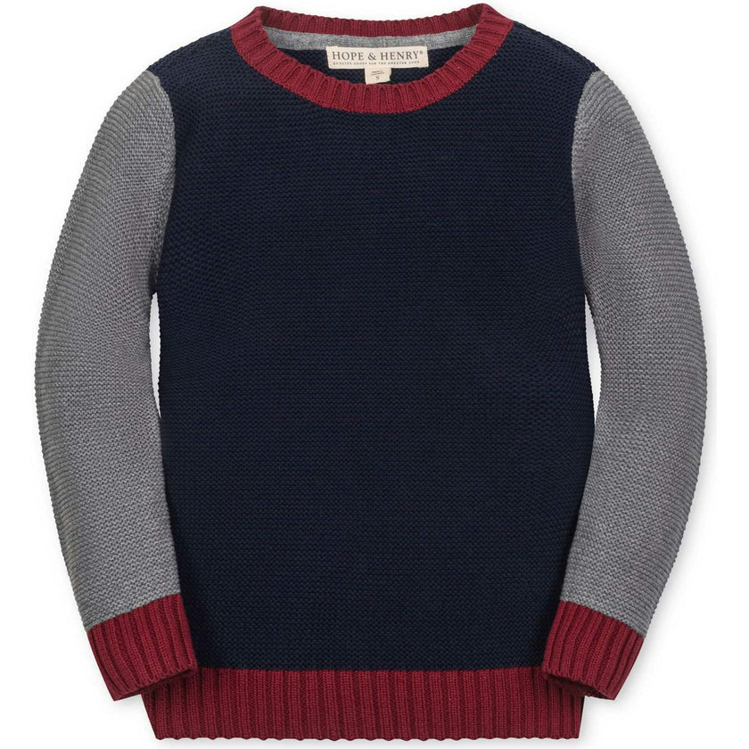 Organic Long Sleeve Crewneck Pullover Sweater, Blue