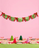 Holiday Bow Fringe Banner - festive scalloped banner