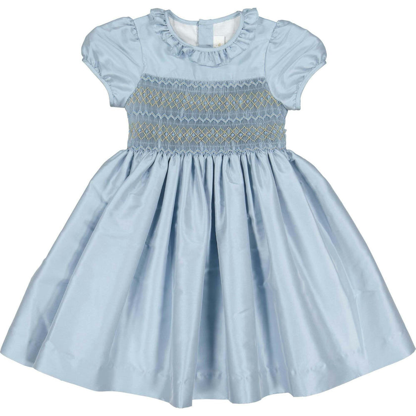 Astrid Blue Taffeta Smocked Girl Dress