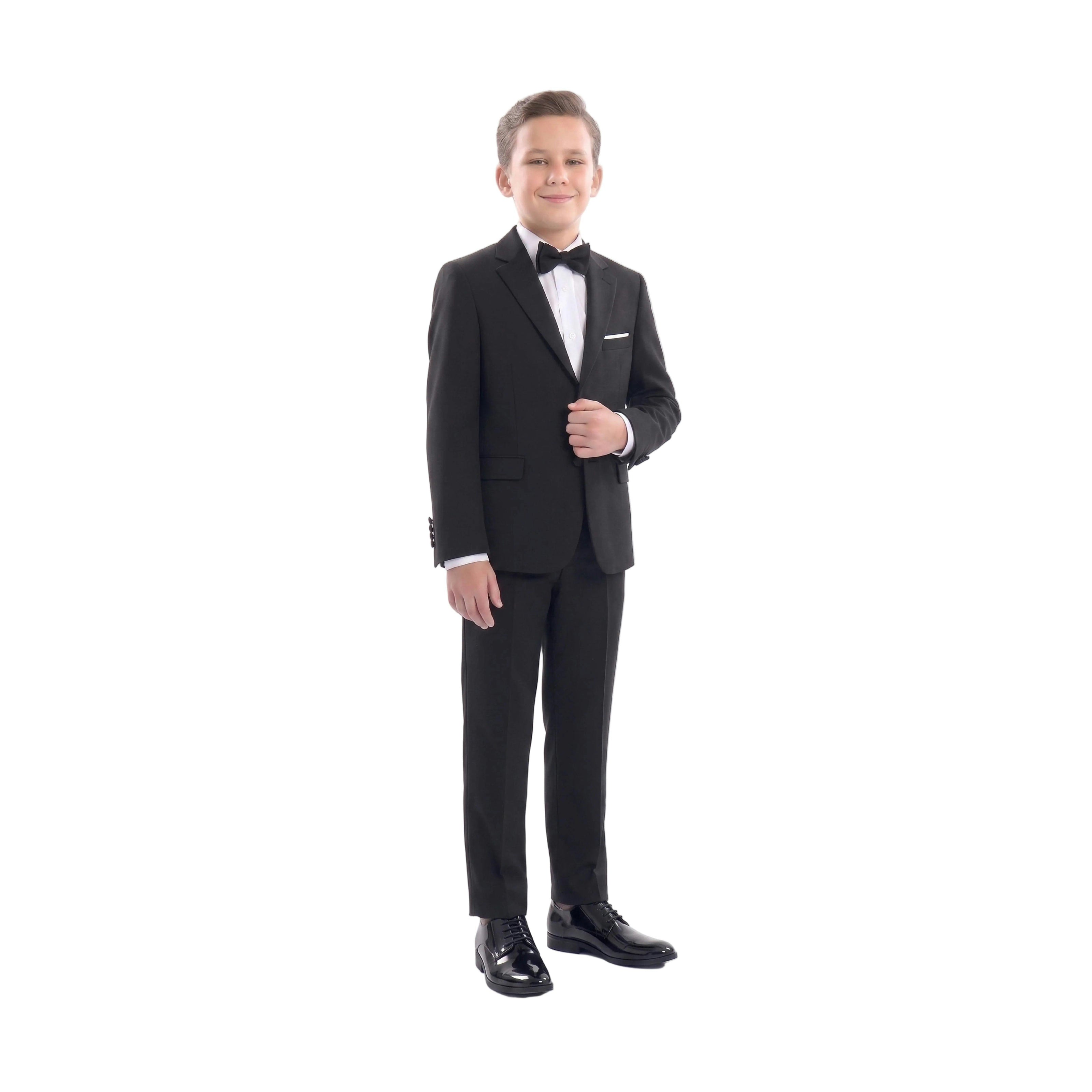 Black Single-Breasted Satin-Lapel Suit Set
