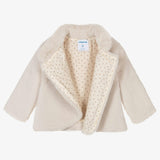 Off White Bow Faux Fur Coat