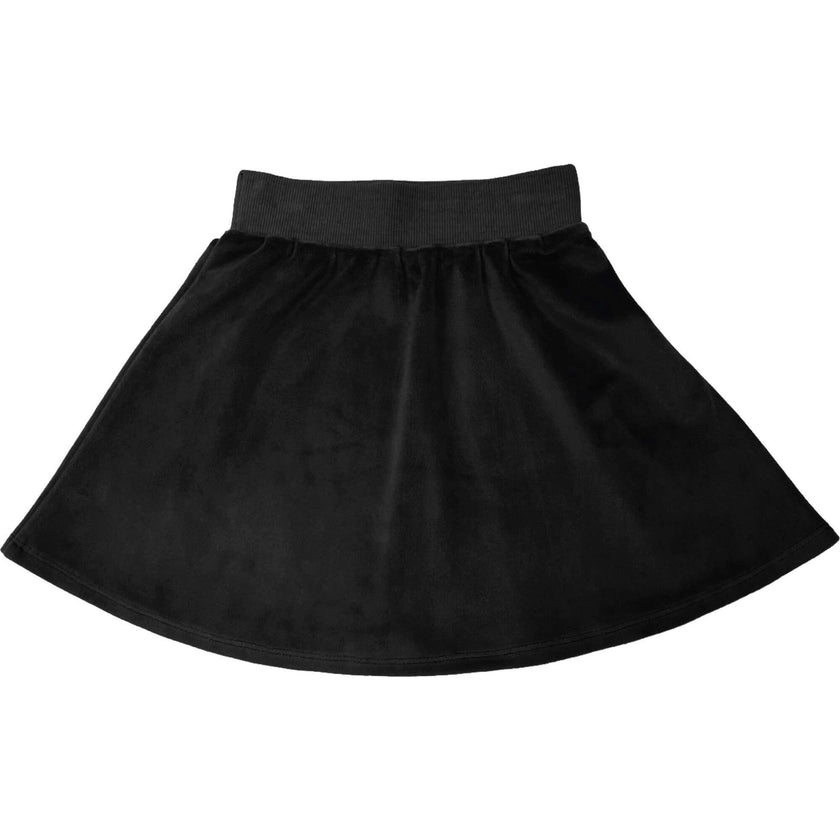Velour Ribbed Waist A-Line Short Skirt