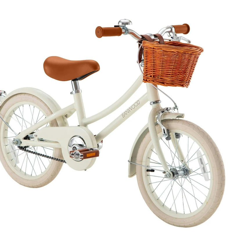Banwood Classic 16 Inch Kids Bike Cream — Pedal Bicycle with Training Wheels Ages 4-7