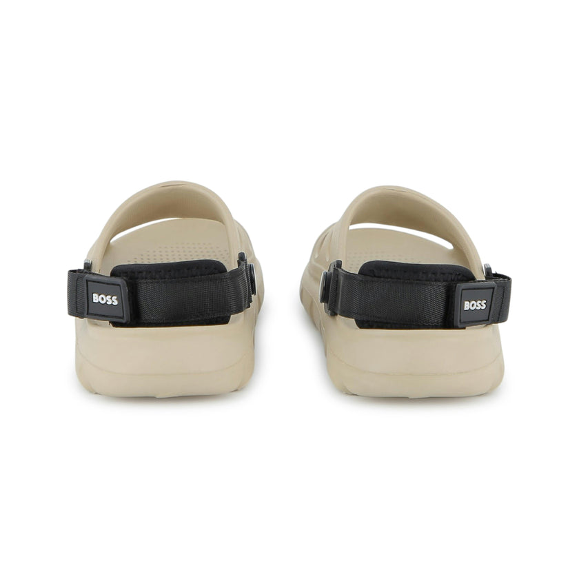 Beige BOSS Patch Sandals