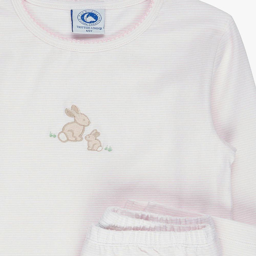 Stripy Bunny Embroidered Pajamas