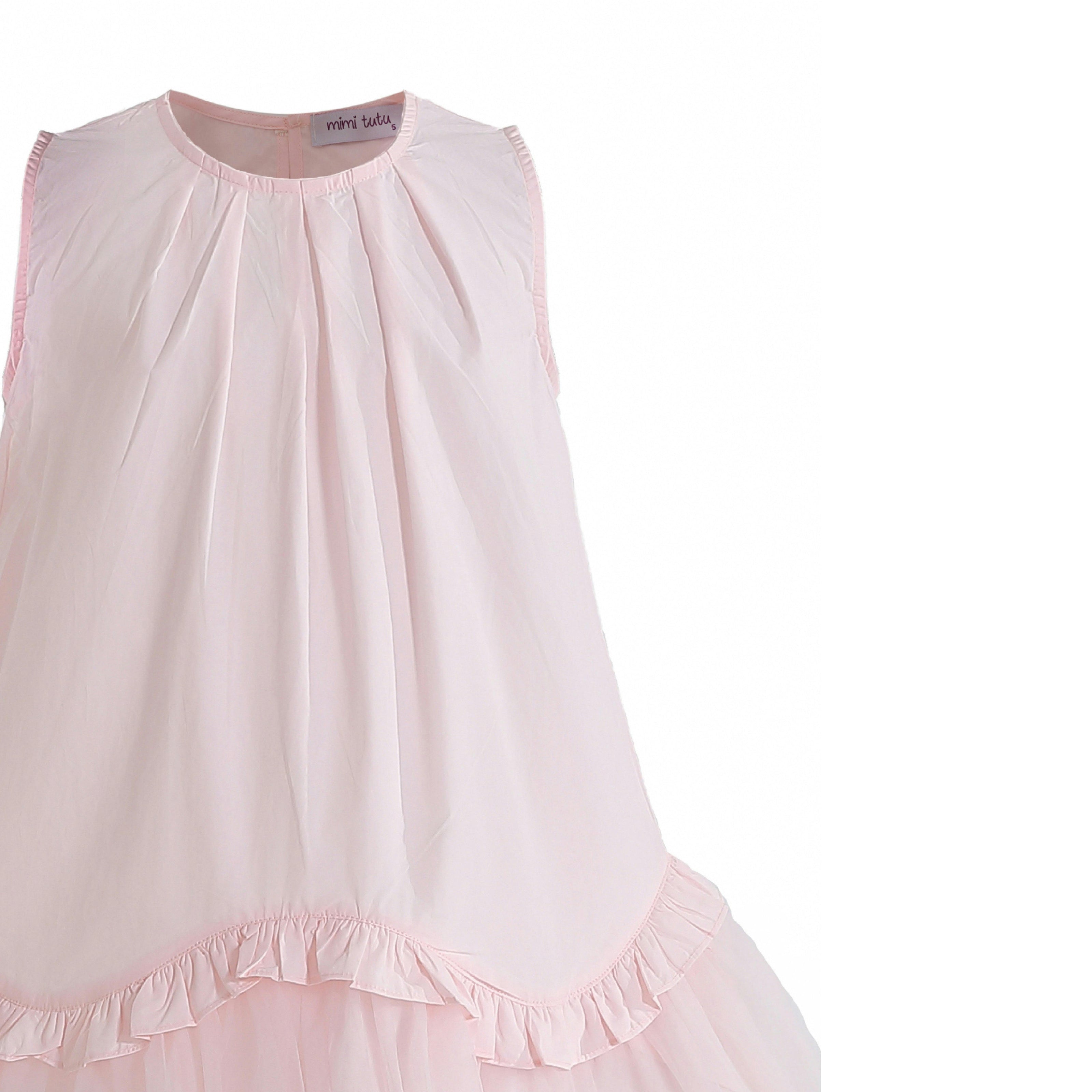 Pink Empressa Pleated Tulle Party Dress