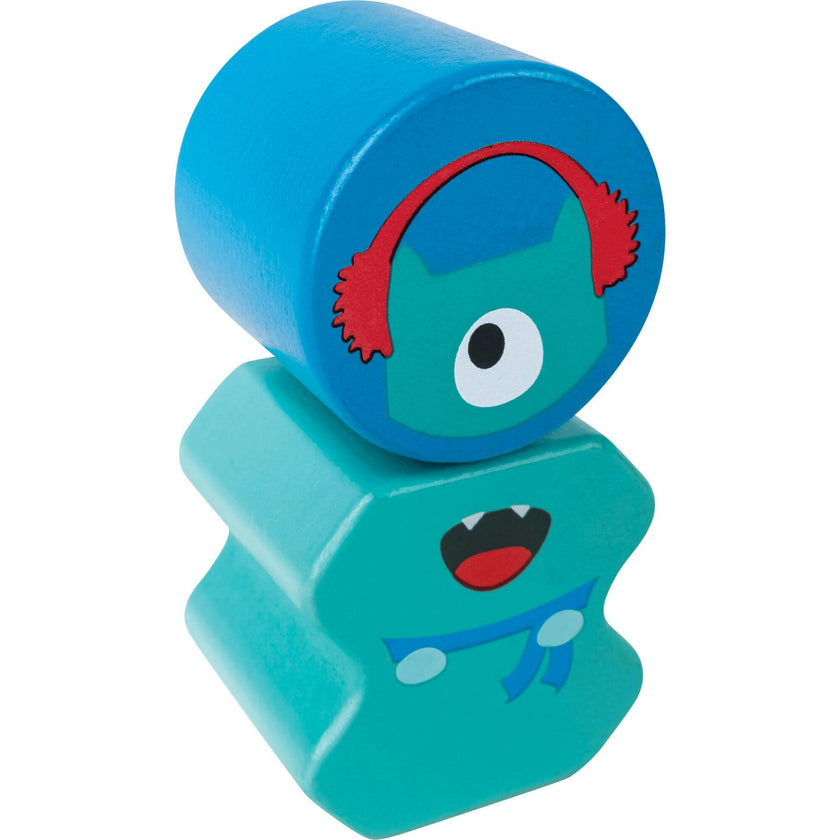 Building Block Monster Buddies - 3 Colorful Wooden Block Monster Characters