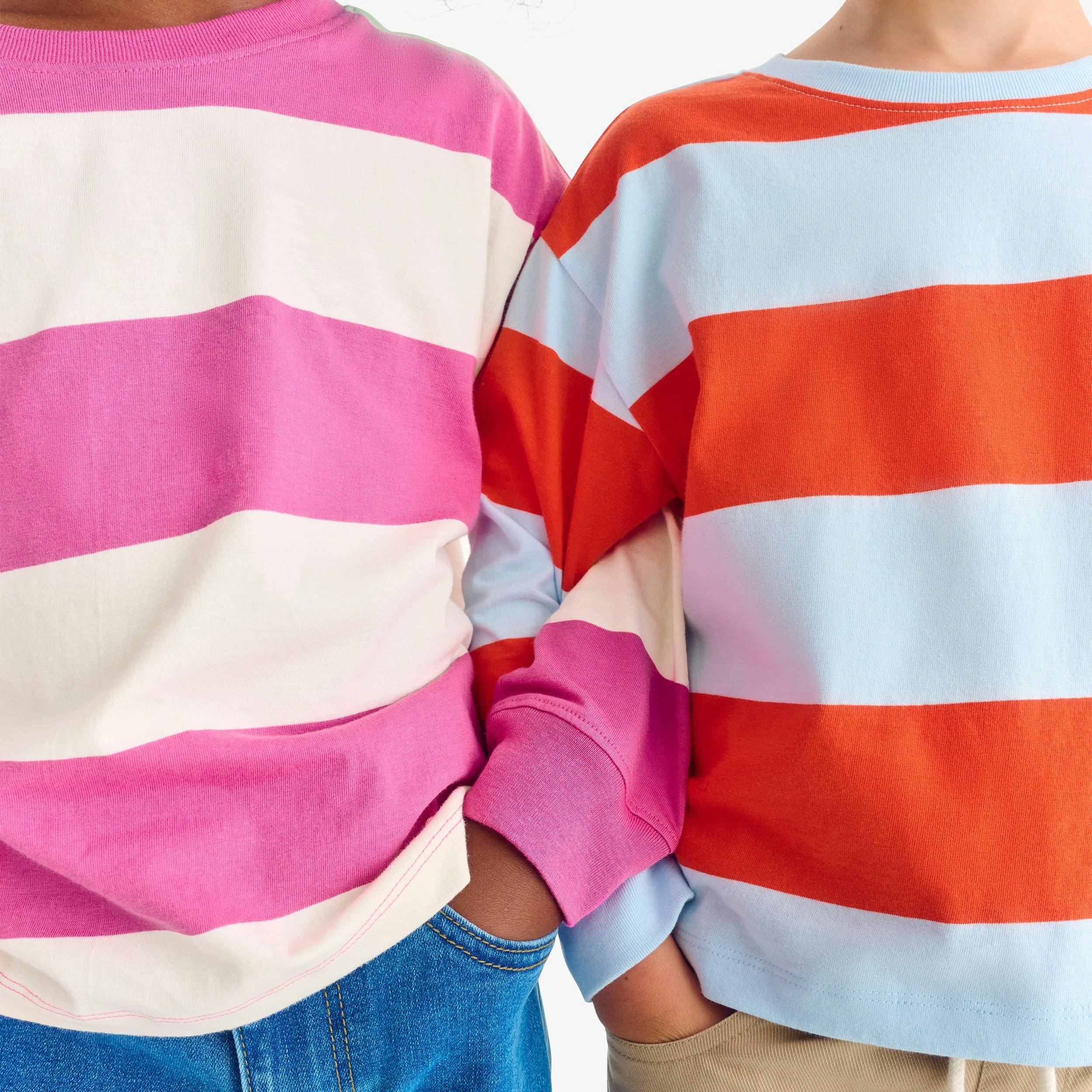 Kids long sleeve easy tee in rugby stripe