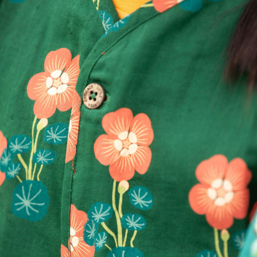 Orange Blooms Spring Gilet, Green
