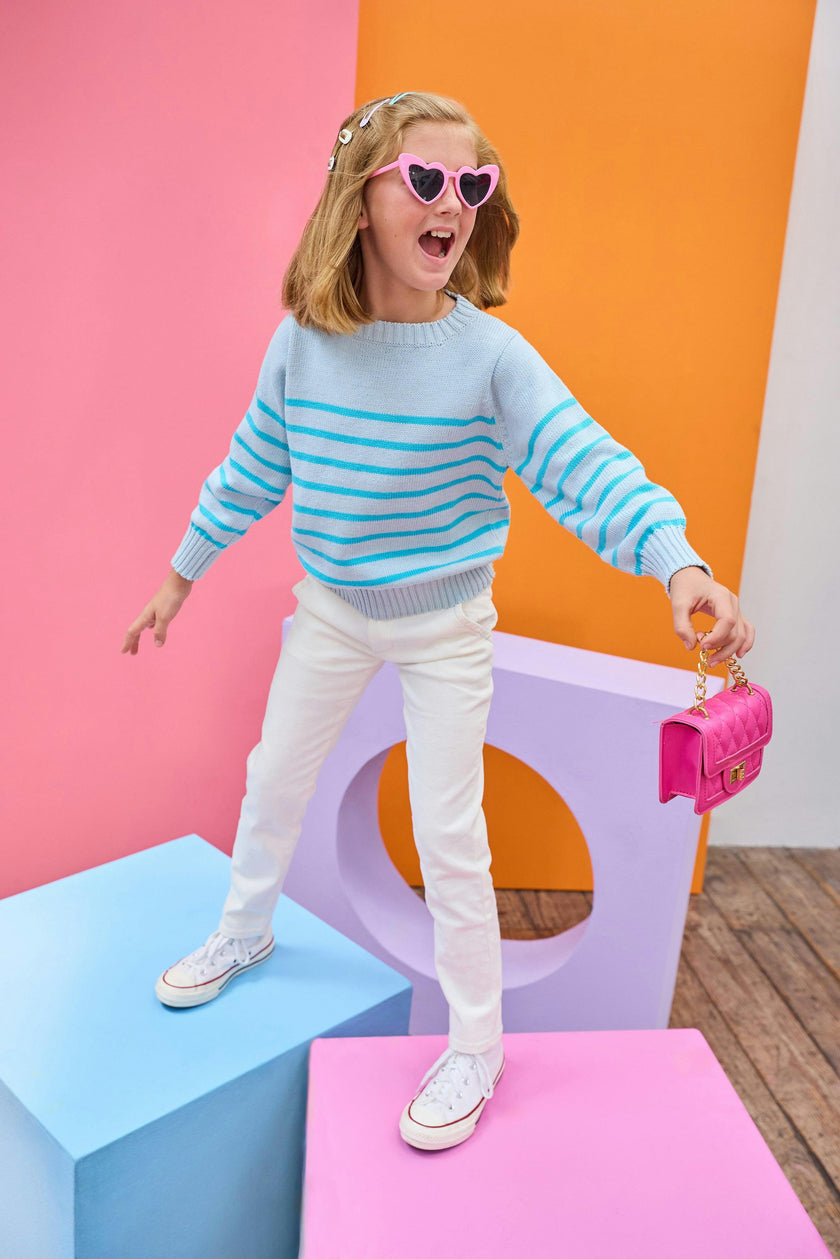Striped Sweater - Aqua