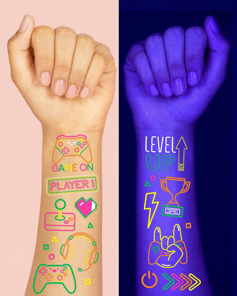 Game On Neon Tattoos - 60 temporary tattoos
