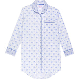 Women's Blue Palm Tree Night Shirt - Organic Cotton Poplin