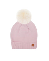 Kids Knit Winter Hat with Faux Fur Pom