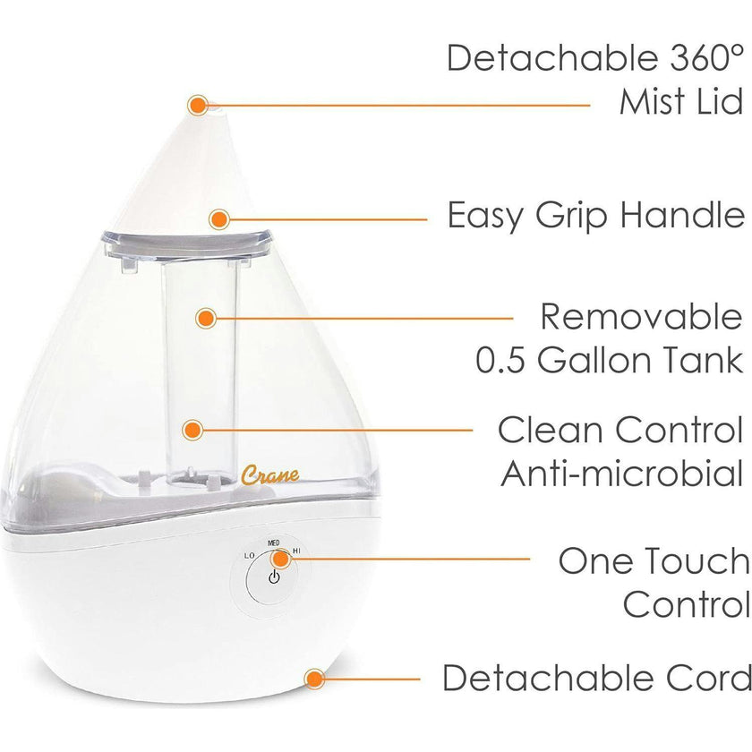 Droplet Cool-Mist Humidifier with Vapor Tray