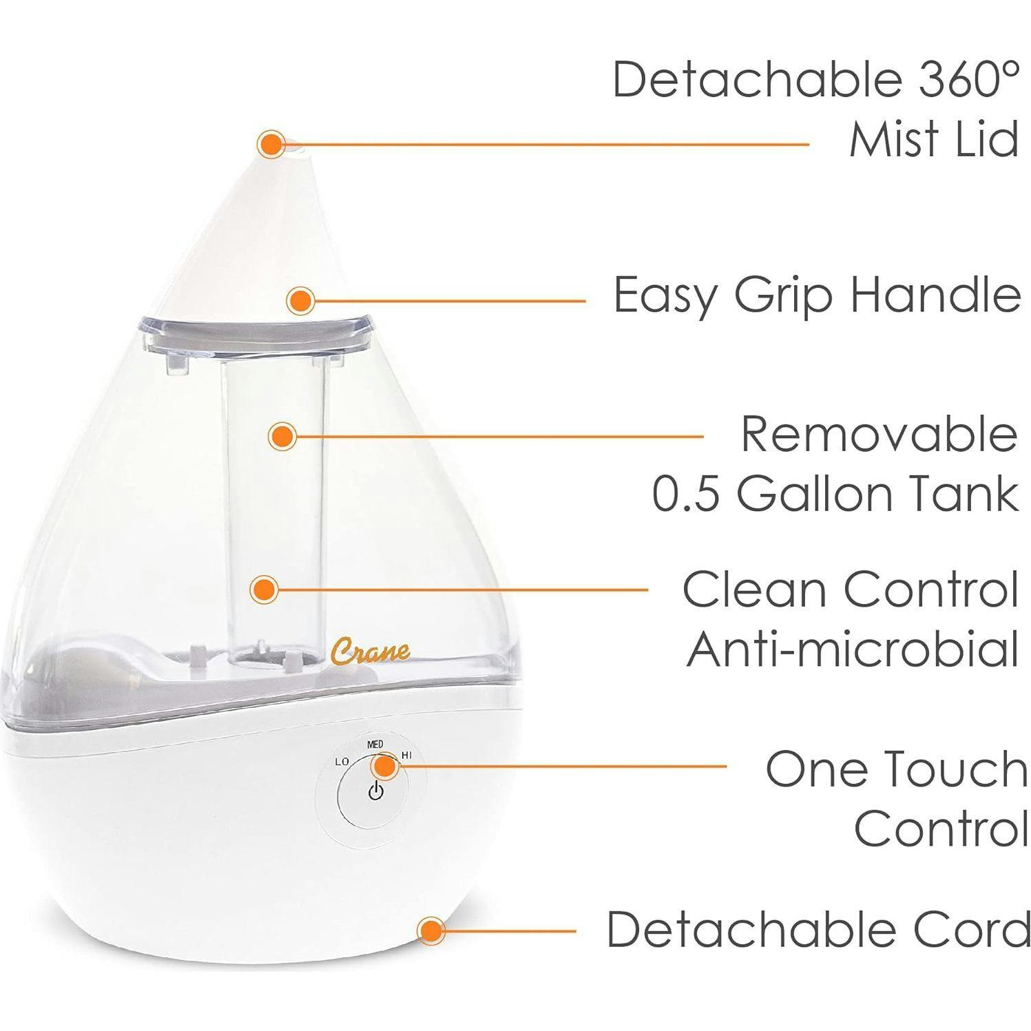 Droplet Cool-Mist Humidifier with Vapor Tray