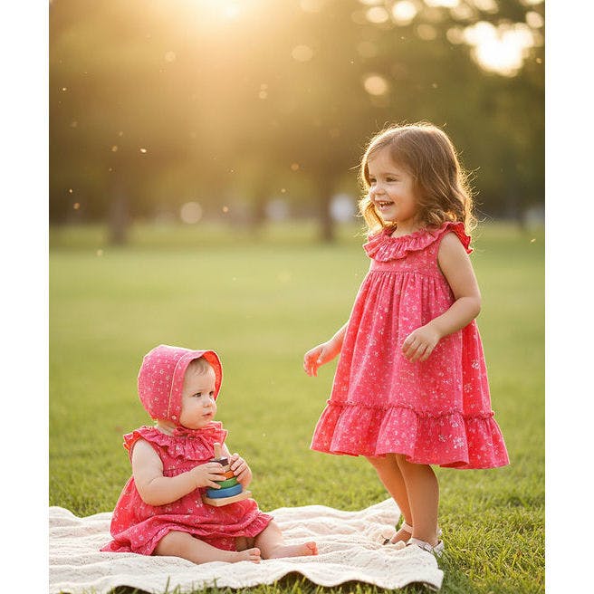 Infant Girls’ Hot Pink  Floral Dress, Pink