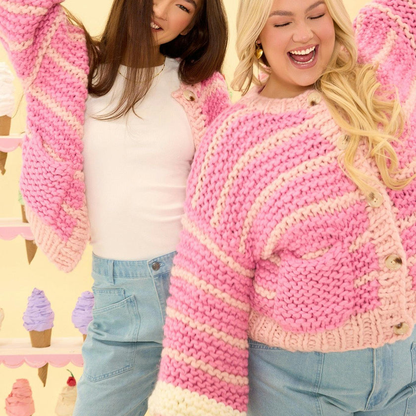 Bailey Cardigan in Pink Stripes
