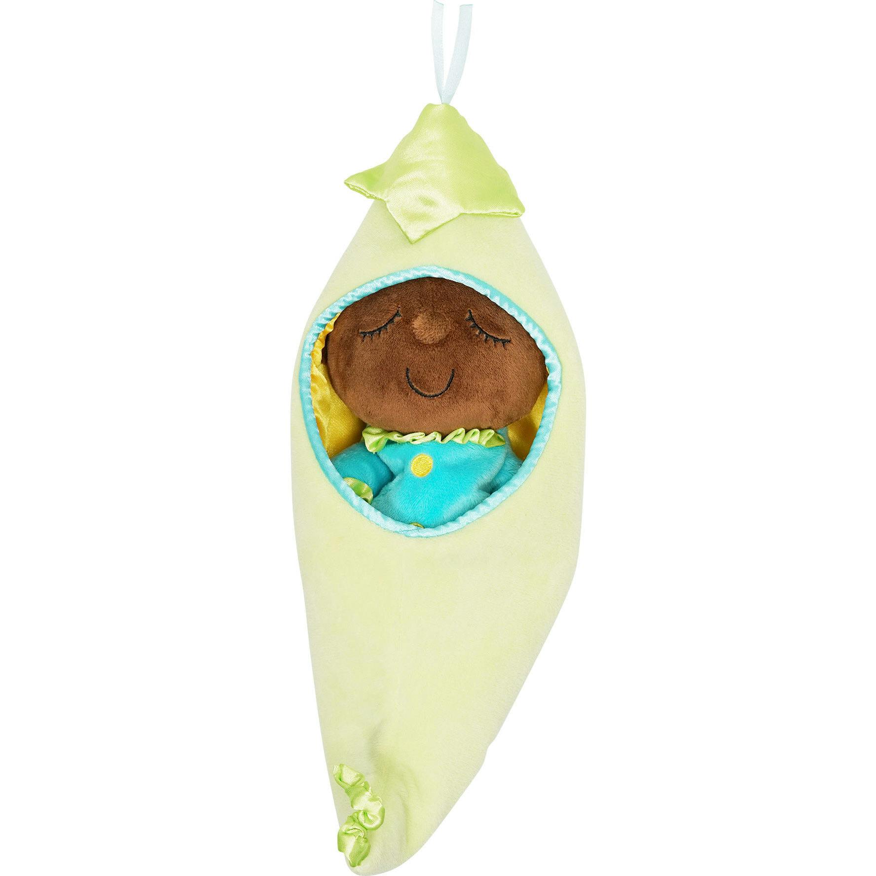 Snuggle Pod Sweet Pea Brown First Baby Doll with Cozy Sleep Sack